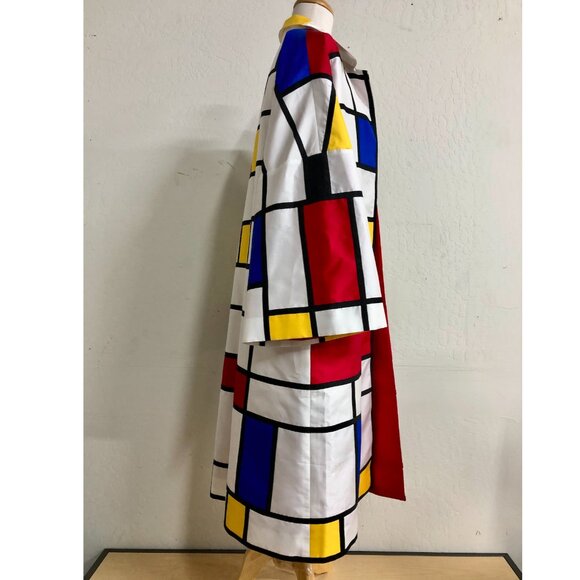 Inspired by Piet Mondrian Silk Duster Coat - Picture 4 of 6